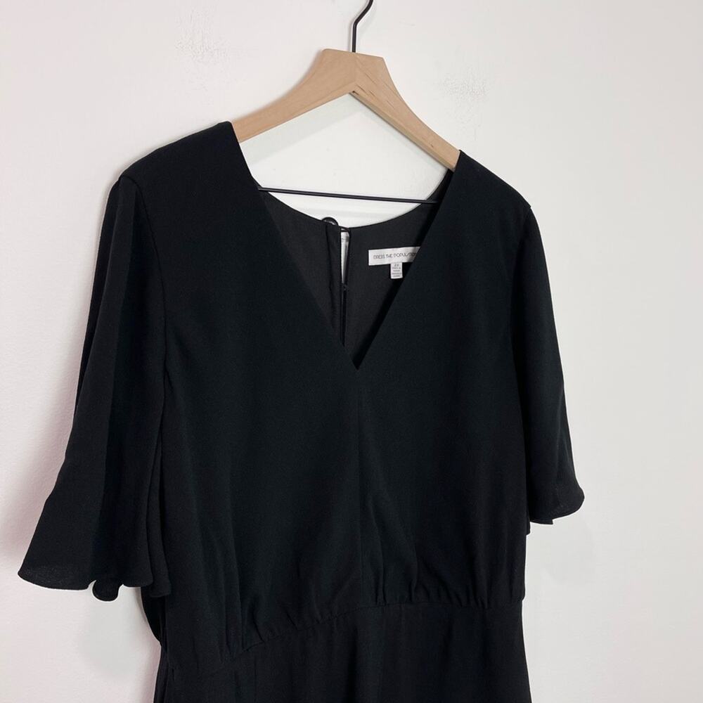 Dress The Population Lydia Midi Dress Black Women’s Flutter Sleeve 2X New - Picture 5 of 9